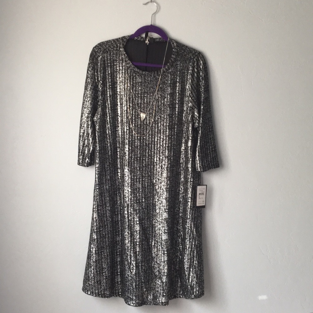 Shimmery Tunic Dress with Necklace